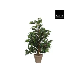 Ficus Exotica vert plante artificielle en pot gris H 65 x Ø 40 cm