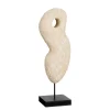 Figure abstraite en ciment blanc - 13 x 10 x 36 cm