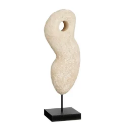 Figure abstraite en ciment blanc - 13 x 10 x 36 cm