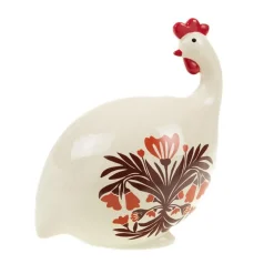 Figure décorative pintade Sofia coloris rouge en porcelaine - 23 x 25 x 15 cm