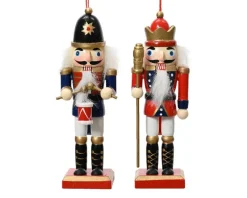 Figurine casse-noisette en bois de sapin coloré à suspendre - 3 x 2 x 12,5 cm