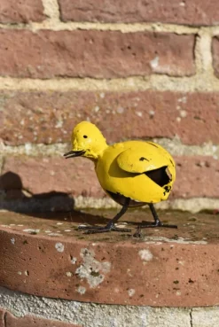 Figurine décorative poussin coloris jaune en métal