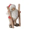 Figurine décorative Père Noël ski Roland coloris marron en résine - 12 x 9 x 16 cm