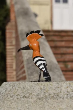 Figurine extérieure chouette Huppe crête peinte à la main en métal recyclé