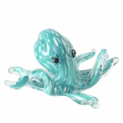 Figurine pieuvre en verre turquoise Argus - 21 x 21 x 9 cm