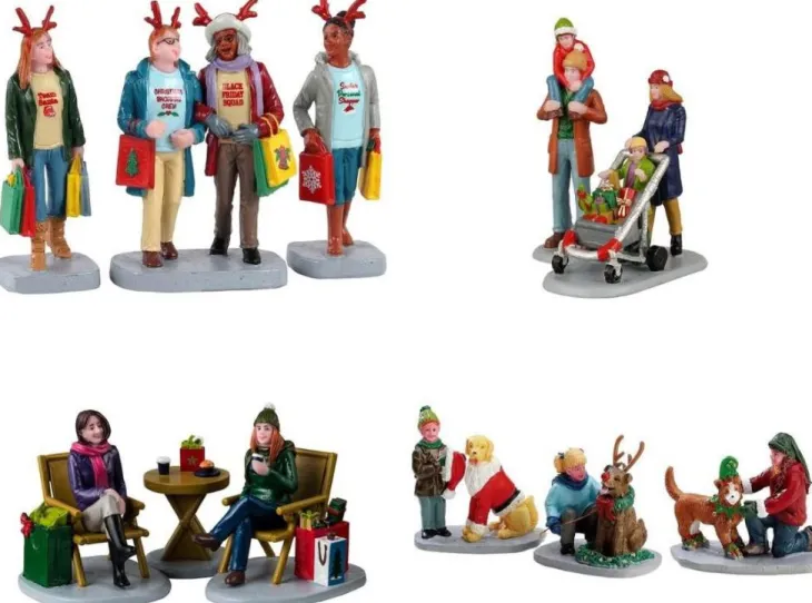 Figurine pour village de Noël Lemax thème Faire du shopping toute la journée