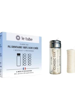 Fil dentaire 100% soie cirée coffret 1 bouteille et 2 bobines Le tube