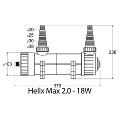 Filtre UV aquarium, efficacité maximale, AQUA MEDIC Helix Max 2.0 - 18W