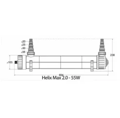 Filtre UV aquarium, efficacité maximale, AQUA MEDIC Helix Max 2.0 - 55W