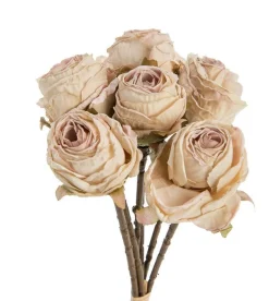 Fleur artificielle en papier 6 renoncules coloris blanc - H 28