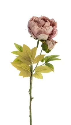 Fleur artificielle en papier tige de pivoine coloris rose - H 62 cm