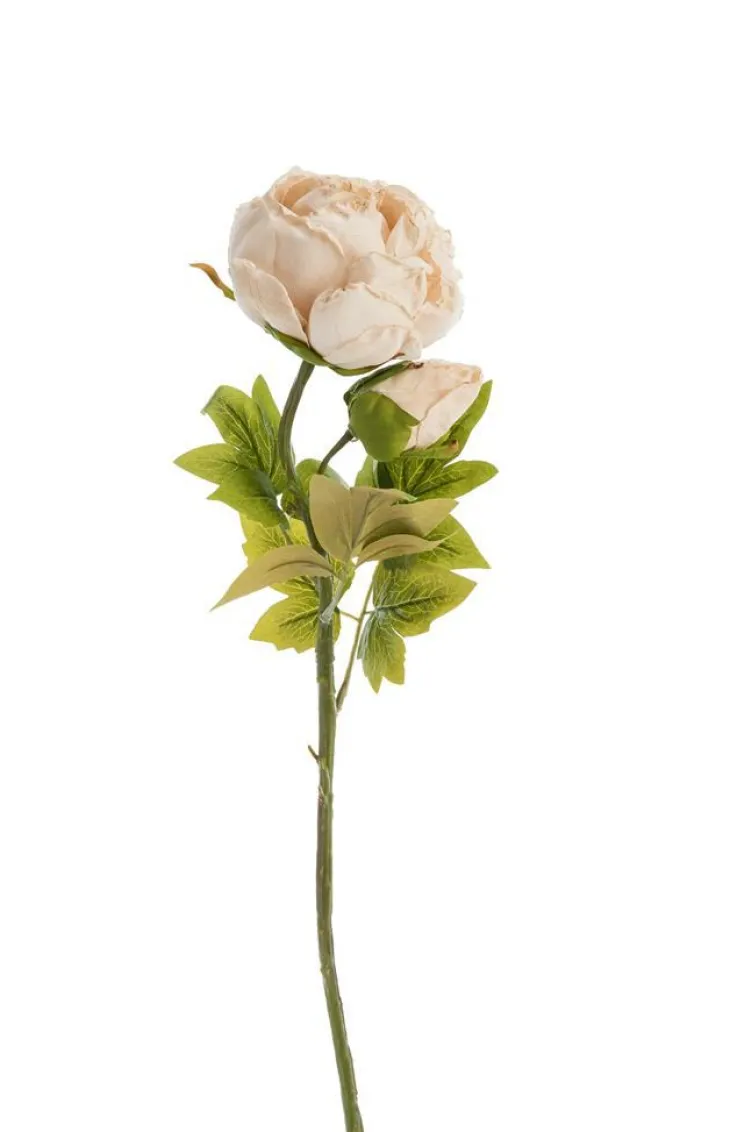 Fleur artificielle en papier tige de pivoine coloris beige - H 62 cm