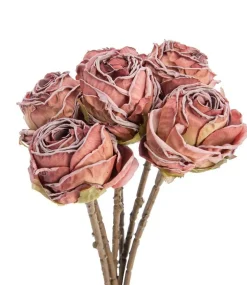 Fleur artificielle en papier 6 renoncules coloris rouge - H 28