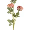 Fleur artificielle en papier tige avec 3 roses en bouton coloris rose - H 61 cm