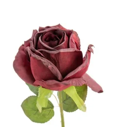 Fleur artificielle en papier tige de rose coloris rouge - H 44 cm