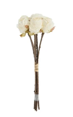 Fleur artificielle en papier 6 renoncules coloris beige - H 28