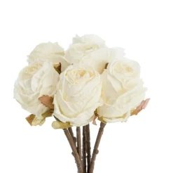 Fleur artificielle en papier 6 renoncules coloris beige - H 28