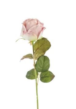 Fleur artificielle en papier tige de rose coloris blanc - H 44 cm