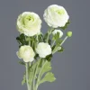 Fleur artificielle renoncule blanche x 3 avec feuillage vert – 62 cm