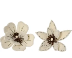 Fleur de poinsettia blanc laine sur clip - Ø 20 cm