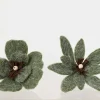 Fleur de poinsettia vert romarin sur clip - Ø 20 cm