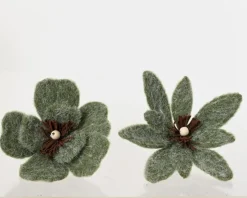 Fleur de poinsettia vert romarin sur clip - Ø 20 cm