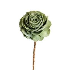 Fleur en bois de Sola et coco forme Rose - Ø 8 x H 52 cm