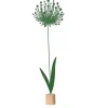 Fleur en fer vert sur support en bois - 18,5 x 5,5 x 65 cm