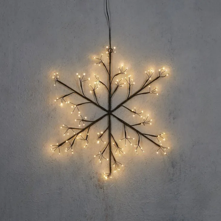 Flocon lumineux câble noir 150 LED blanc chaud - Ø 40 cm