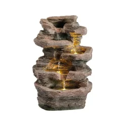 Fontaine en polyrésine imitation pierre naturelle - 21 x 27 x 39 cm