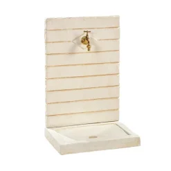 Fontaine murale contemporaine en pierre reconstituée ton blanc Hairie Grandon grand modèle - 74 cm