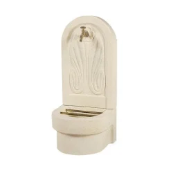 Fontaine murale en pierre reconstituée ton blanc à décor floral Hairie Grandon - 90 cm