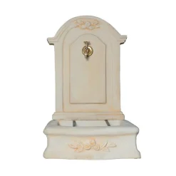 Fontaine romantique en pierre reconstituée imitation pierre vieillie beige Hairie Grandon - 96 cm