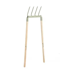 Fourche écologique à 4 dents en métal vert amande et manche bois botanic®