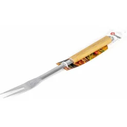 Fourchette pour barbecue en inox et manche bambou - 44 cm