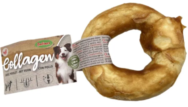 Friandise à mâcher pour chien en vrac donut de collagène au poulet Bubimex – Ø 8 cm – Prix à la pièce