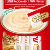 Friandise en crème pour chat thon avec saveur crabe Inaba Ciao Churu - 4 x 14 g
