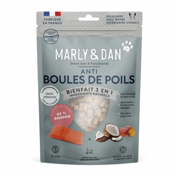 Friandises pour chat tendres bouchées boules de poils Marly & Dan - 40 g