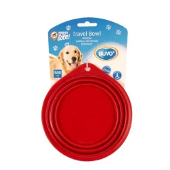 Gamelle de voyage pour chien en silicone coloris rouge Duvoplus - 500 ml