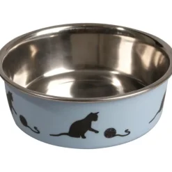 Gamelle pour chat en inox bleue Flamingo Bella - 10 cm