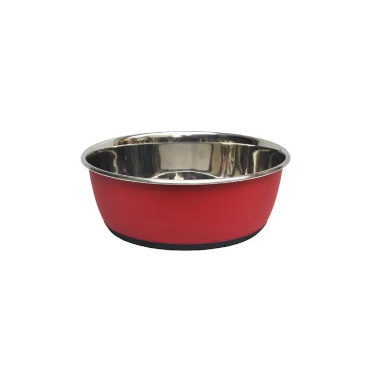 Gamelle pour chien et chat coloris rouge mat en inox Tyrol – 950 ml