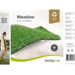 Gazon synthétique vert 40 mm recyclable en rouleau Exelgreen Meadow - 2 x 3 m