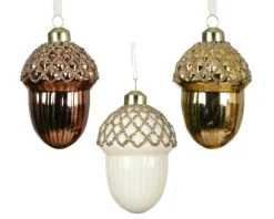 Gland en verre brillant décor paillettes or - Ø 6,5 x H 9 cm