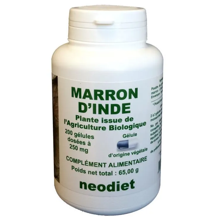 Gélules de marron d’Inde bio en boite de 200 unités