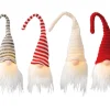 Gnome à bonnet rayé à LED fixe - 6 x 7 x 23,1 cm