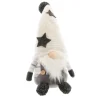 Gnome assis en tissu avec bonnet à étoiles noires - 16 x 14 x 35 cm