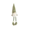 Gnome blanc assis avec bonnet vert et jambes flexibles Gus - 66 cm