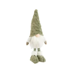 Gnome blanc debout avec bonnet vert Gus petit modèle - 33 cm