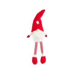 Gnome rouge et blanc assis avec bonnet étoile et jambes flexibles - 66 cm