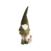 Gnome vert et brun debout avec hotte en jute grand modèle - 95 cm